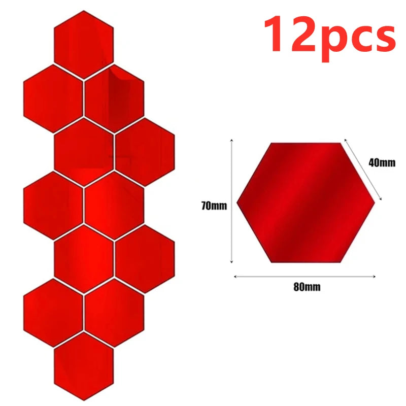 3D-Sechseck-Spiegel-Wandaufkleber