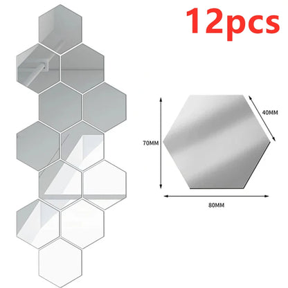 3D-Sechseck-Spiegel-Wandaufkleber