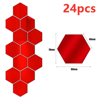 3D-Sechseck-Spiegel-Wandaufkleber