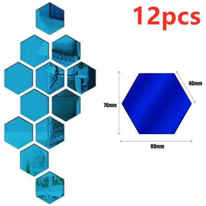 3D-Sechseck-Spiegel-Wandaufkleber